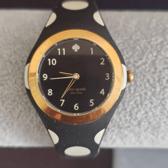kate spade Black & Gold Polka Dot Silicone Watch Park Row Black Dial Polkadot Silicone Watch main image 2